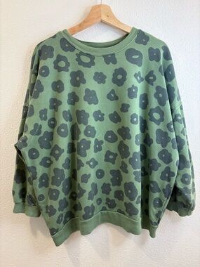 Jenny Pennywood Crewneck Sweatshirt - “Celeste” Pattern - Green